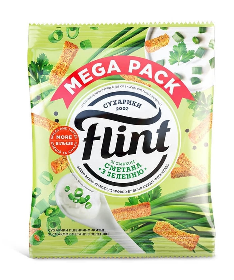 Сухарики Flint Mega Сметана зелень